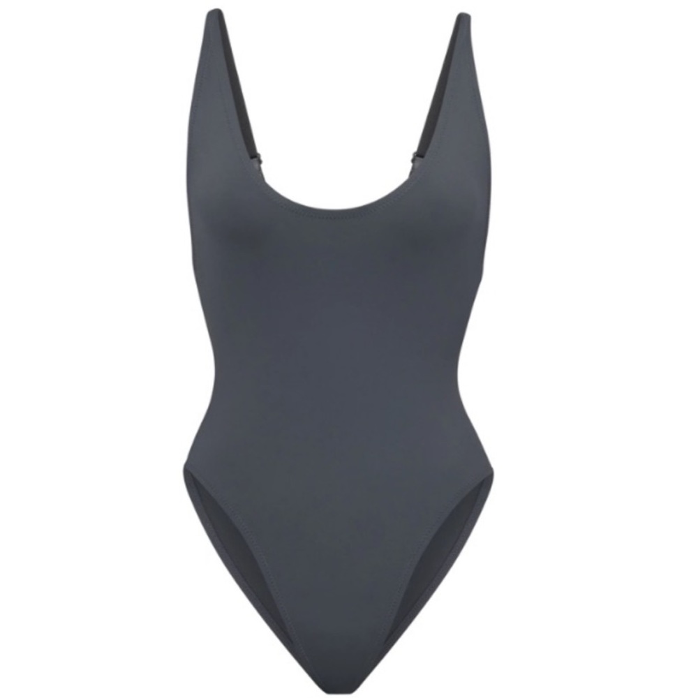 SKIMS NWT Swim Scoop Neck OnePiece - Gunmetal
